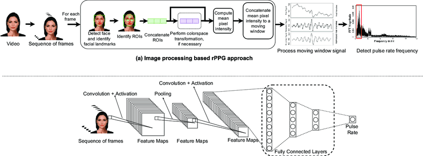 rPPG technology signal processing pipeline diagram